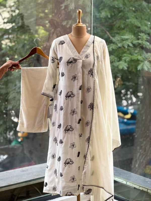 Half White Embroidered Suit