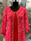 Red Bandhej Jacket Gown