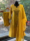 Yellow Mirror Work Dupatta Set