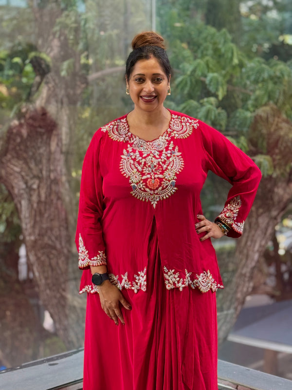 Red Skirt Set