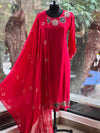 Red Embroidered Dupatta Set