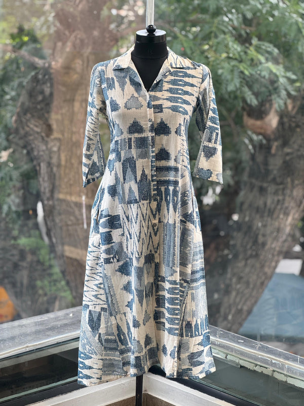 White/Blue  Printed Tunic