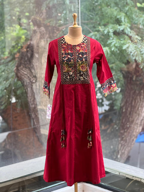 Maroon Printed Dupatta Set