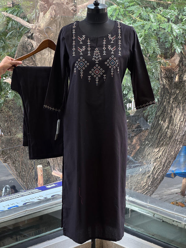 Black Embroidered Co Ord