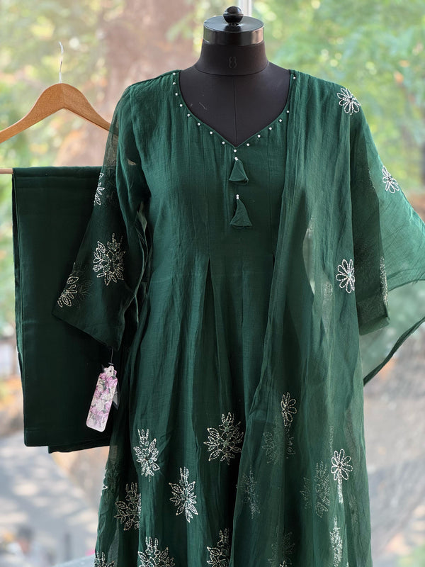 Green Thread Work Dupatta Set
