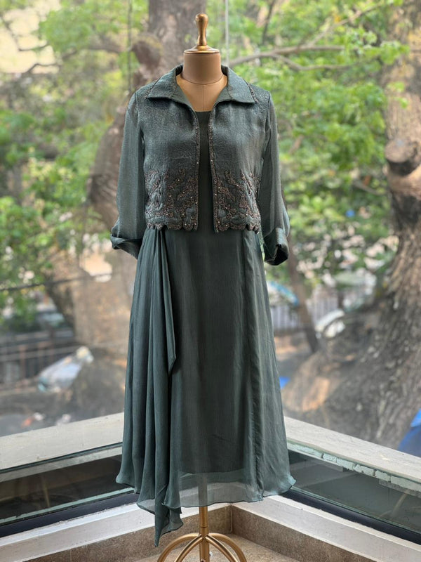 Green Tissue Jacket Set