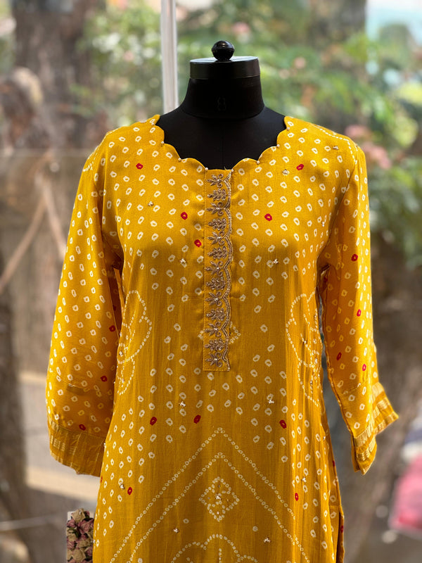 Yellow Gajjee Silk Suit