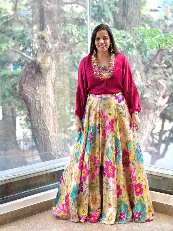 Beige Lehenga Set