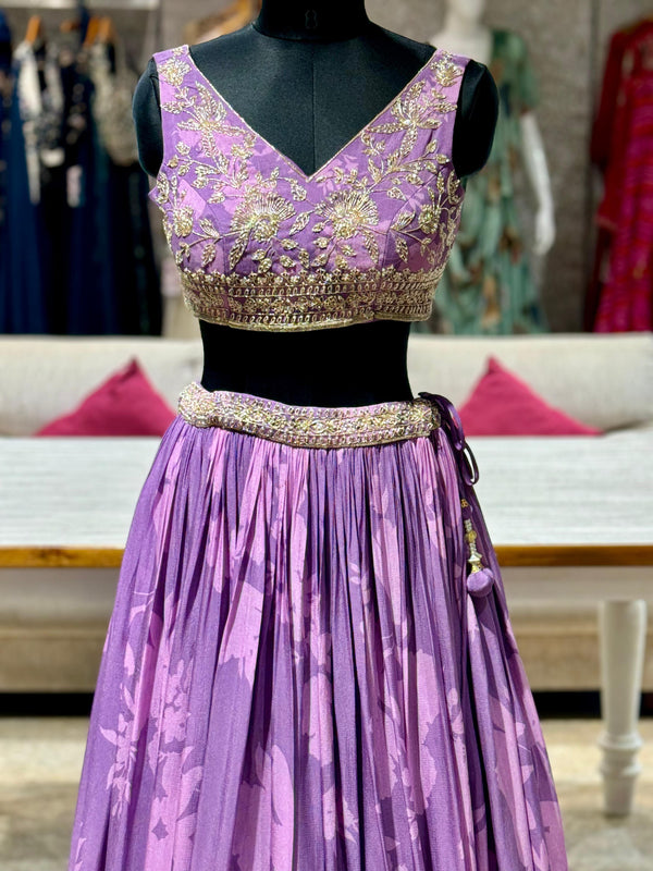Purple Cape Style Lehenga Set