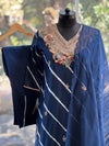 Blue Intricate yolk Suit set