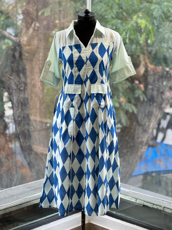 Blue Collared Neck Tunic