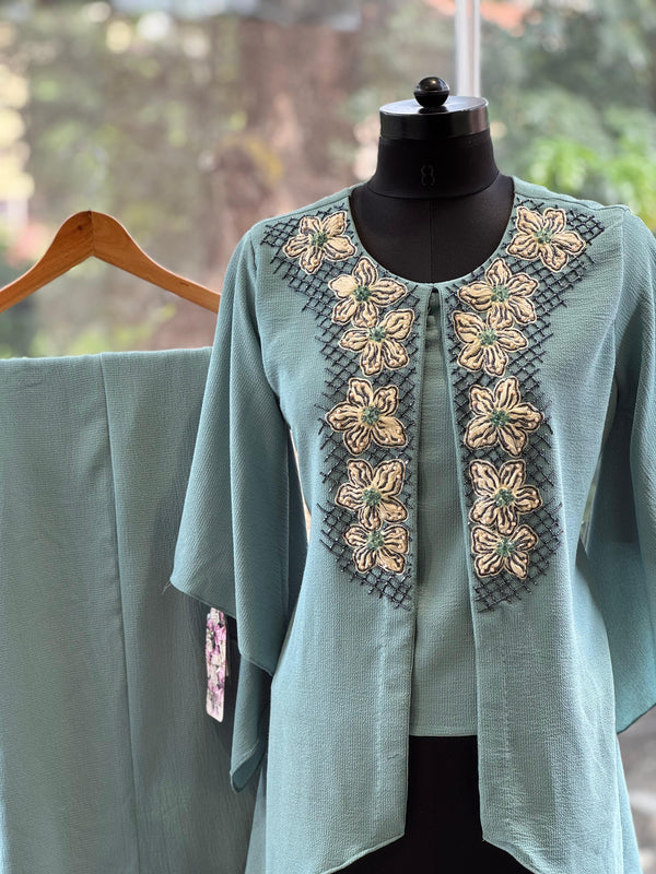 Blue Intricate Work Co Ord