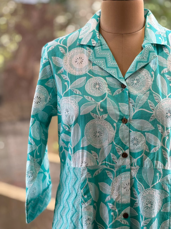Blue Floral Print Aline Tunic