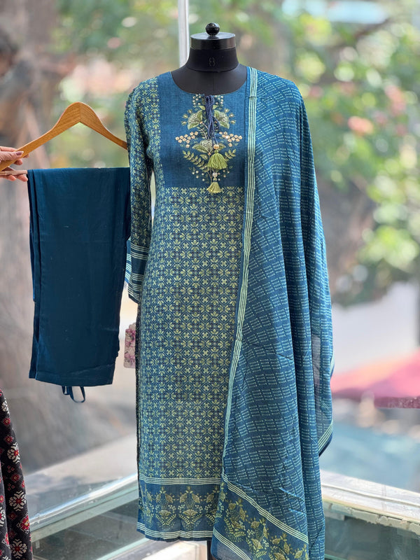Blue Soft Silk Suit