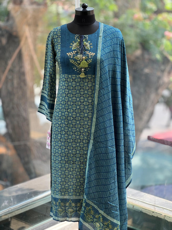 Blue Soft Silk Suit