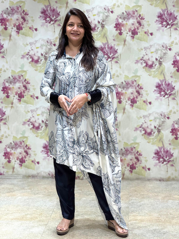 Pure silk kaftan kurta set