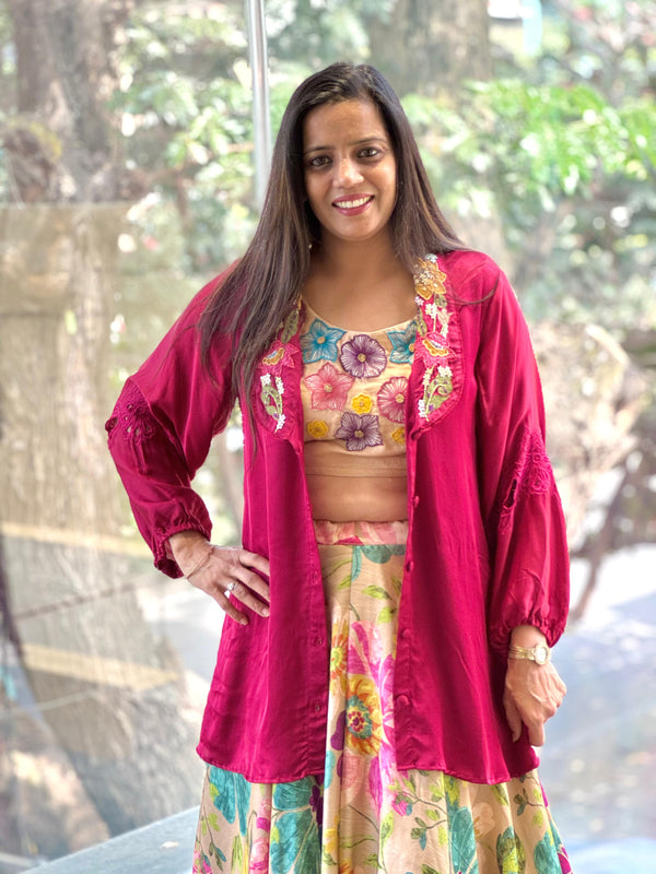 Beige Lehenga Set
