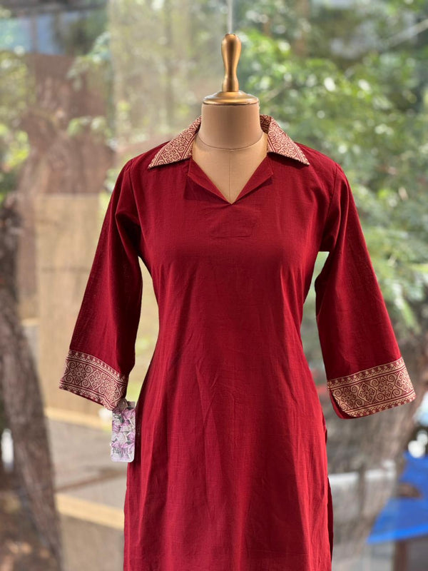 Maroon Collared Neck Co Ord