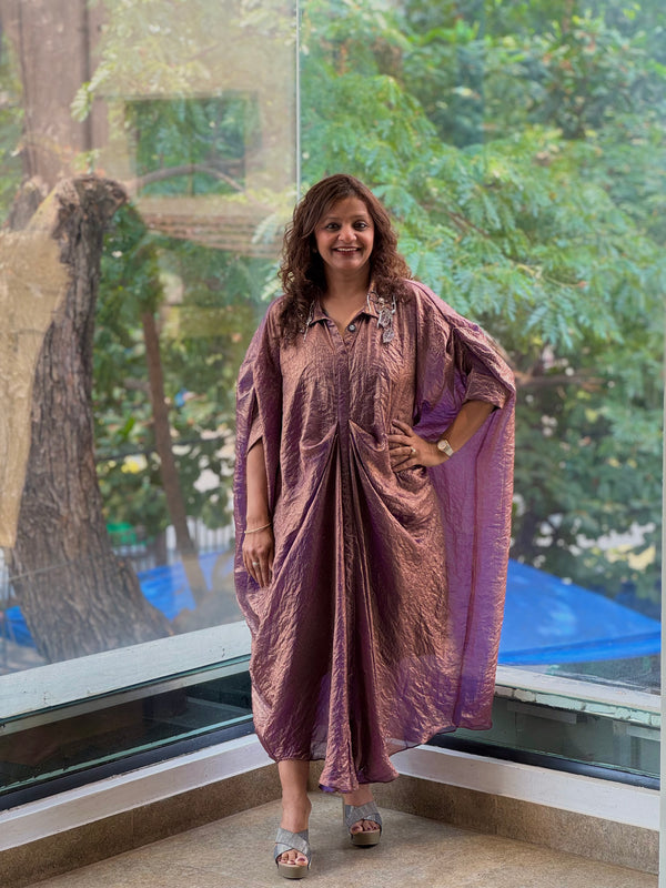 Purplish Glass Tissue Cowl Tunic