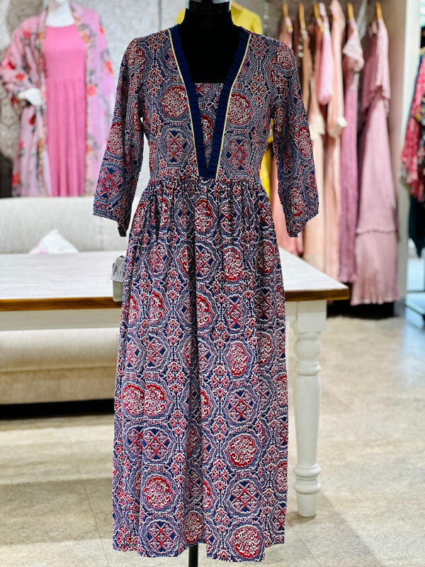 Blue Frill V Neck Co Ord