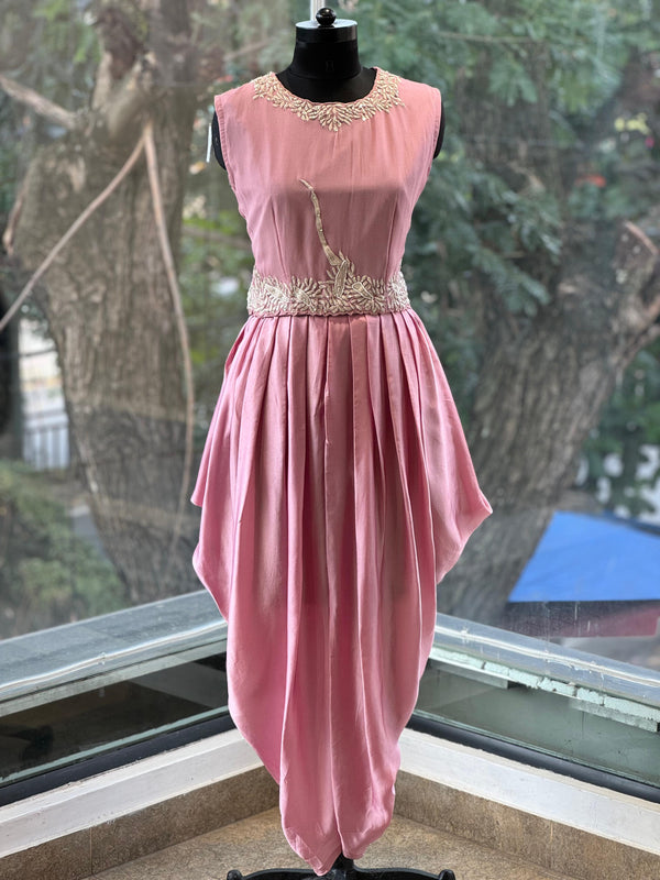 Pink Embroidered Cape Set