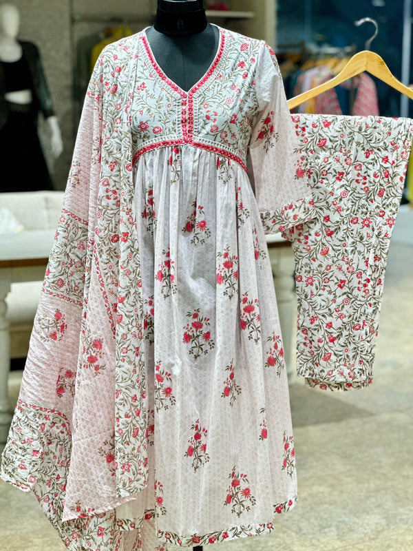 Floral Alia Cut Dupatta Set