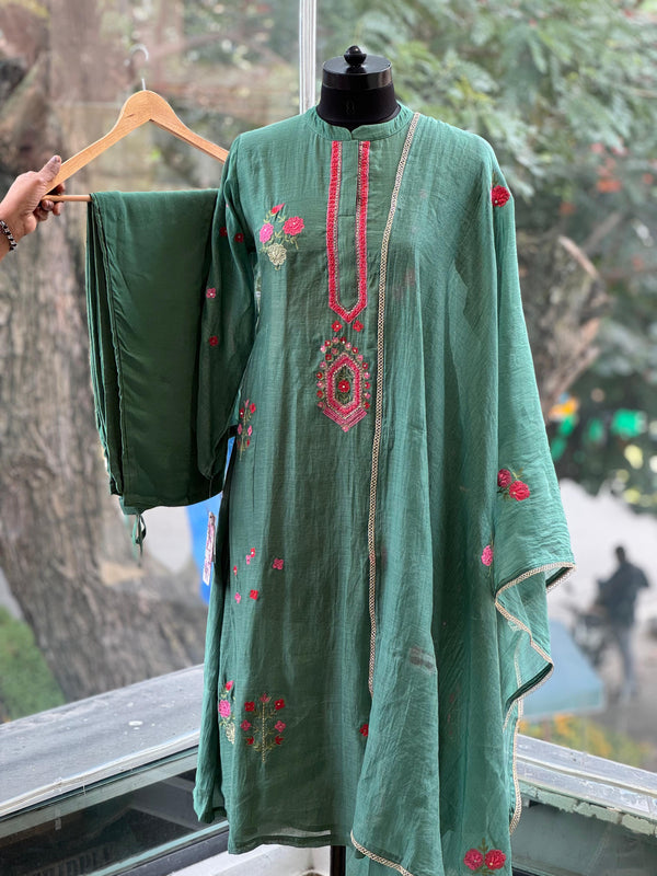 Green Mul Chanderi Suit