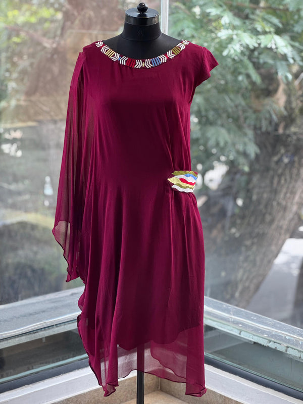 Maroon 1 Side Kaftan Tunic