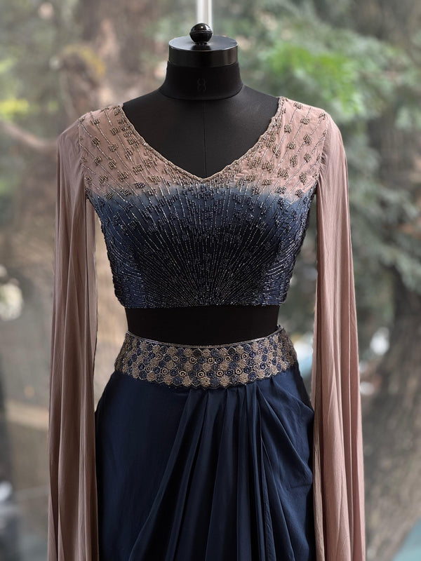 Blue Shaded Cape Set