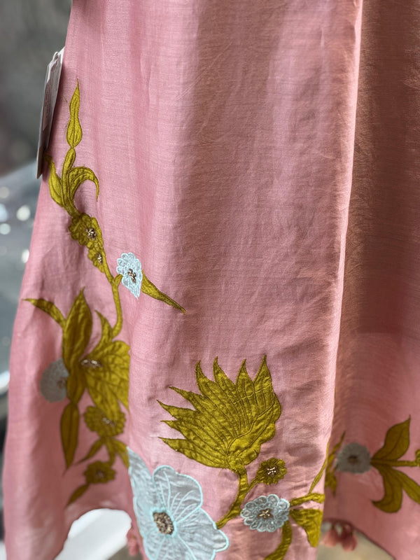 Peach Patch Work Dupatta Set