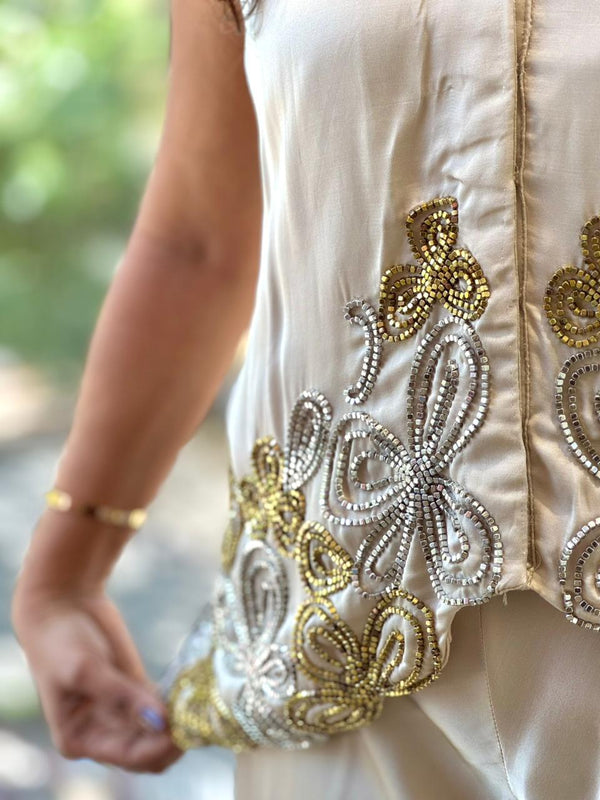 Half White High Low Co ord