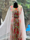 Pinkish Intricate Work Cape Set