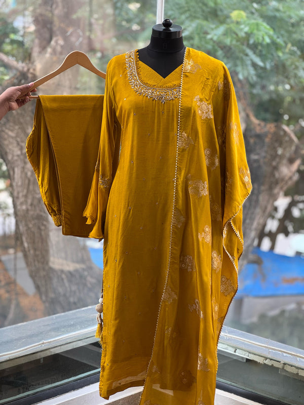 Yellow Bell Sleeves Suit