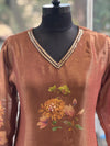 Brown Tissue Floral Dupatta Set