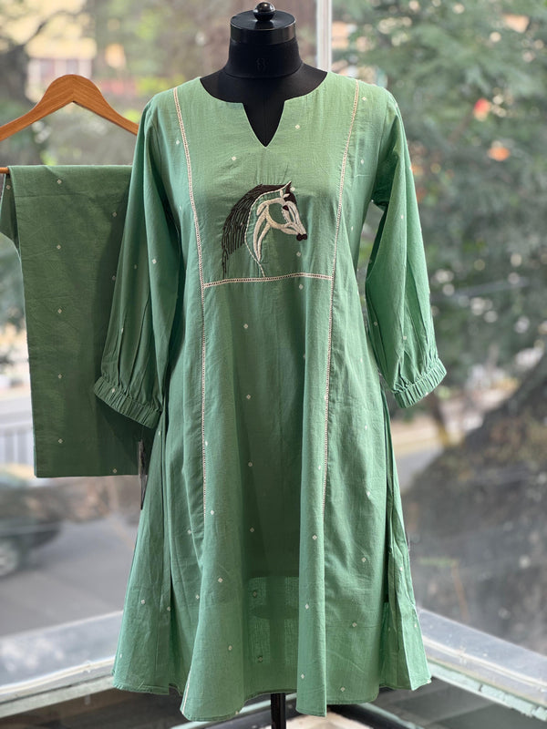 Green Horse Embroidered Co Ord