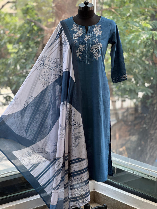 Blue Dupatta Set