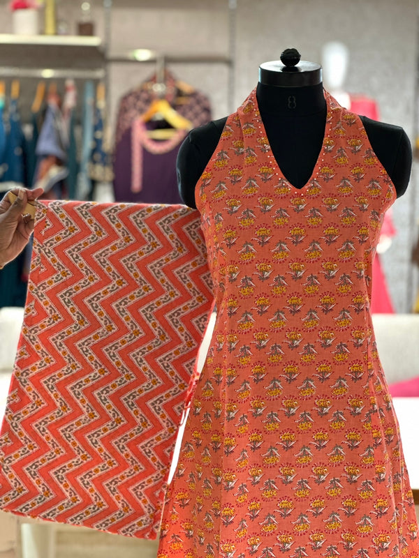Peach Halter Neck Co Ord