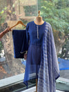Blue Mul Suit with Shibori Dupatta