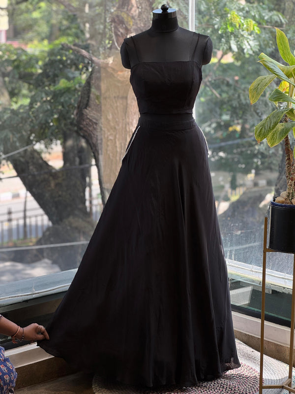 Black Designer Made Lehenga Set