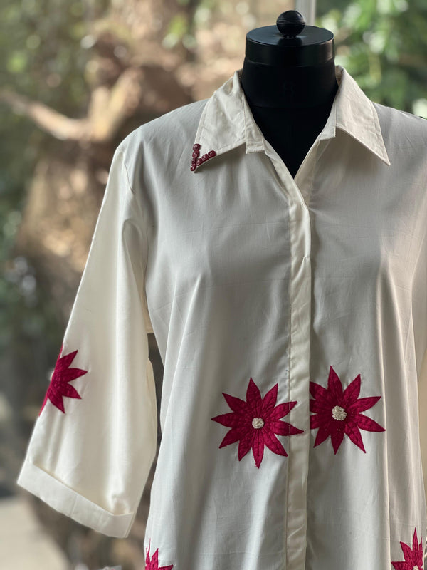 Cream Patch Work Tunic