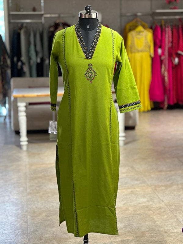 Green V neck Tunic