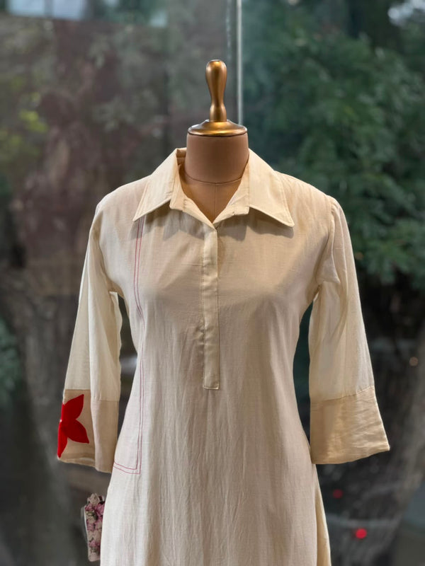 White Mul Tunic With Embroidery