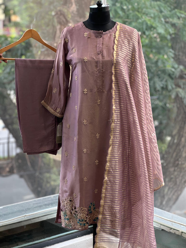 Mauve Tissue Dupatta Set