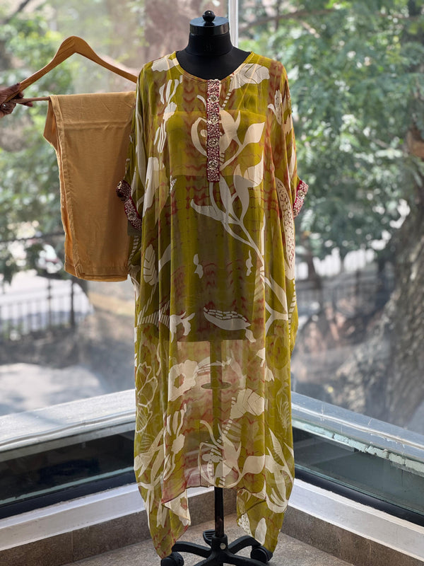 Green Floral Kaftan Co Ord