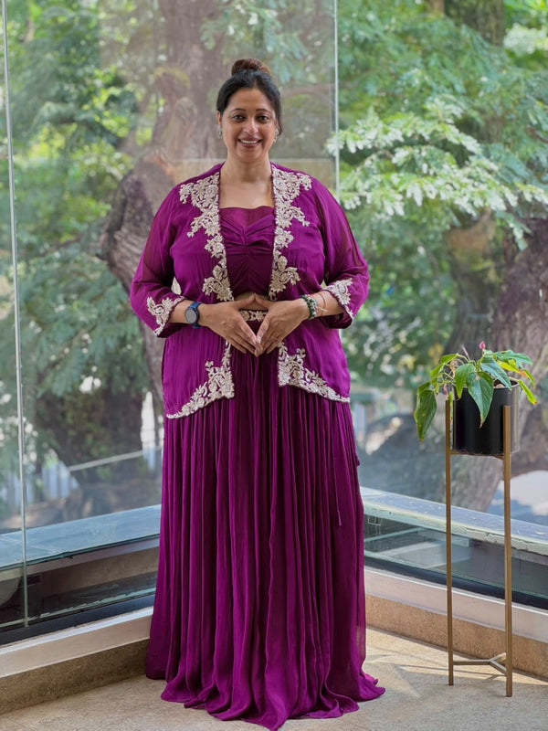 Purle Intricate Work Skirt Set