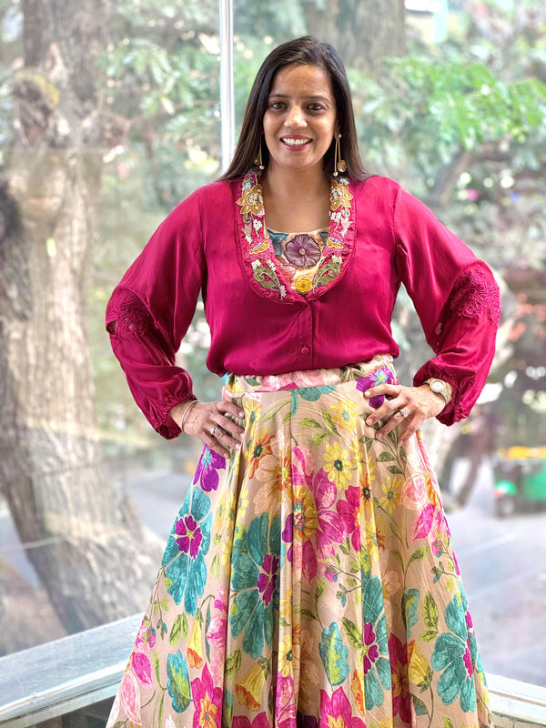 Beige Lehenga Set