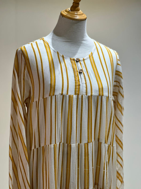 Yellow Stripes Print Dress
