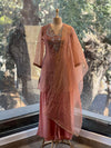 Peach Gold Tissue Dupatta Set