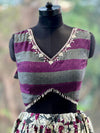 Grey/Purple Floral Lehenga Set