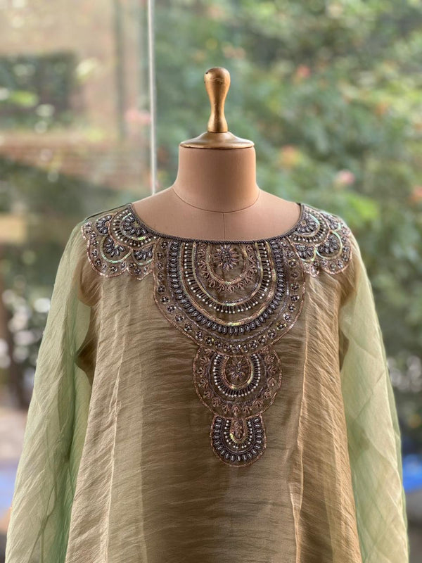 Green Glass Tissue Kaftan Co Ord